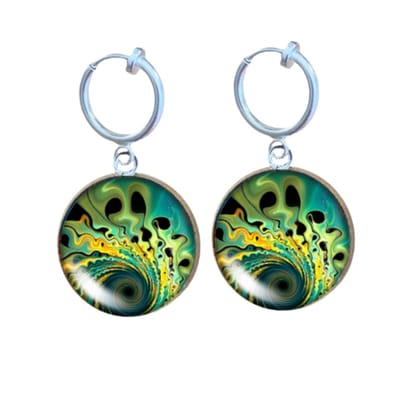 Klem oorbellen- Pauw- groen- geen gaatje- Charme Bijoux
