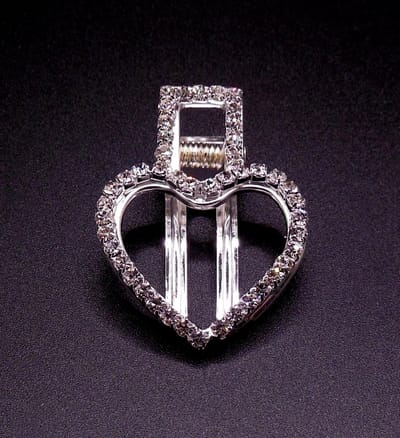 Duckklem hart zilverkleurig strass