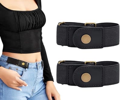 Elastische tailleband - 2 stuks - zwart - Kledingriem - Gesploze riem - Elastische tailleband - Unisex - Onzichtbare jeansriem