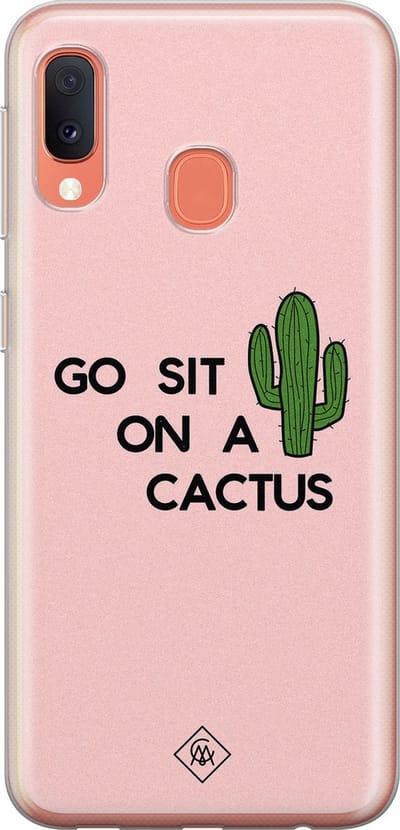 Casimoda® hoesje - Geschikt voor Samsung A20e - Go Sit On A Cactus - Backcover - Siliconen/TPU - Blauw
