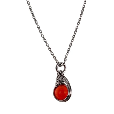 Cabelketting met Rode Kattenoogsteen Hanger, Ketting met Hanger Dames, RVS - Verstelbaar 45-50cm - Handgemaakt dood esde2