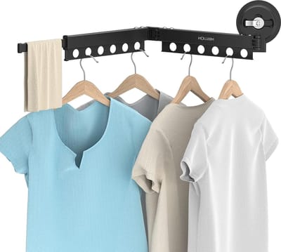 Wandmontage droogrek voor kleding met zuignap en handdoekstang - opvouwbaar en ruimtebesparend - geschikt voor glad oppervlak - sterk dragend - 2-polig