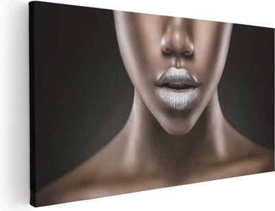 Artaza Canvas Schilderij Vrouw - 40x20 cm - Klein - Wanddecoratie Schilderij Zwarte Vrouw - Muurdecoratie Portret - Kamer Accessoires