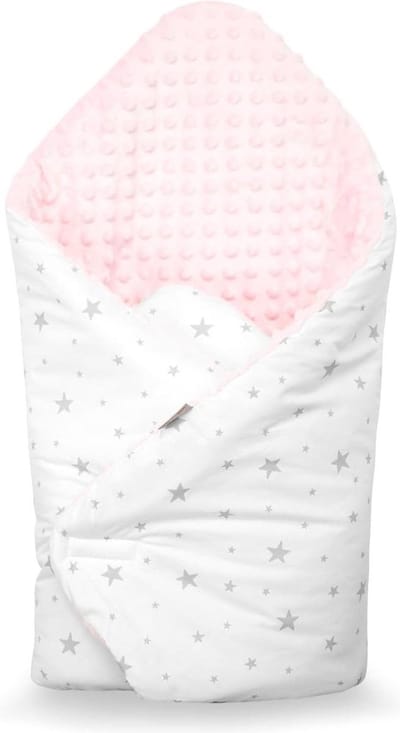 Winter Inbakerzak 100% katoen - Mincky omkeerbaar - Stella roze - babynest - 80 x 80 cm - geboortecadeau