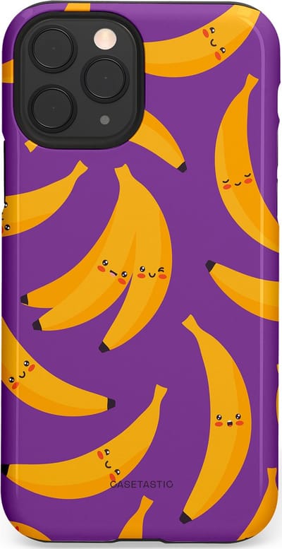 Casetastic Hoesje Geschikt voor Apple iPhone 11 Pro - Stijlvolle Beschermende Duo-layer Case - Kawaii Bananen
