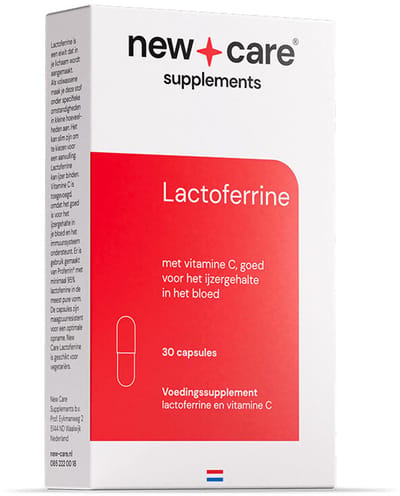 New Care Lactoferrine 150mg - voor een goed ijzergehalte - lichaamseigen eiwit - 30 capsules - vegetarisch