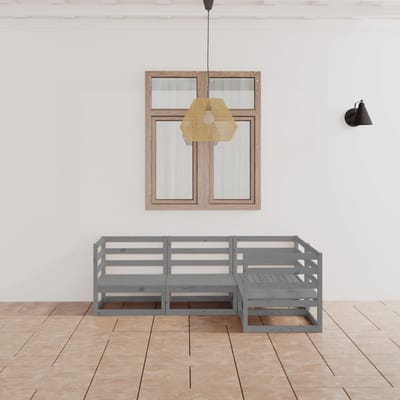 vidaXL - 4-delige - Loungeset - massief - grenenhout - grijs
