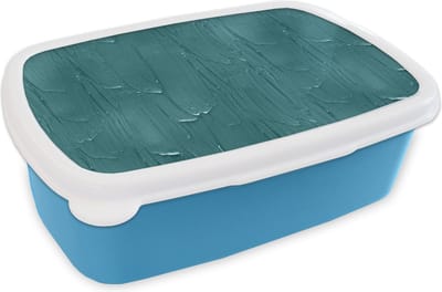 Broodtrommel Blauw - Lunchbox - Brooddoos - Verf - Turquoise - Abstract - 18x12x6 cm - Kinderen - Jongen