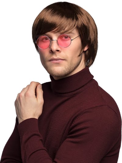 Smiffy's Britse pop pruik - bruin haar - heren - carnaval - verkleedpruik - thema feesten - sixties - seventies - eighties