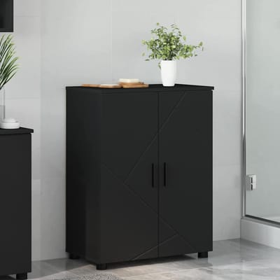 vidaXL - Badkamerkast - Zwart - 60 - x - 35 - x - 80 - cm - Bewerkt - hout - & - Metaal