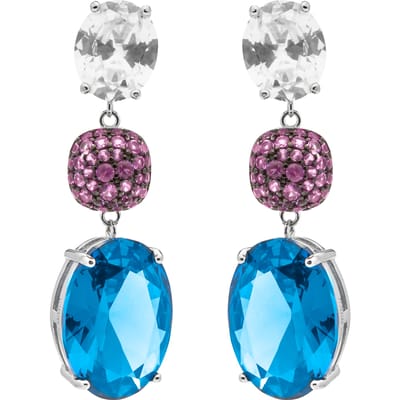 Luxenter Oorbellen van 925 sterlingzilver en veelkleurige zirkonia met rhodiumafwerking - Filia