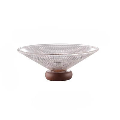 Glazen Fruitschaal Rubber Houten Basis Huishoudelijke Salontafel Licht Luxe Hoge Voet Fruitschaal Dessertbord