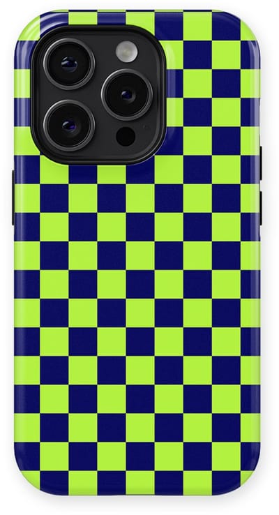 Design Hoesje geschikt voor iPhone 14 Pro | Geschikt Voor Mag | Tiny Squares Checkered Print | Backcover geschikt voor iPhone 14 Pro Acid Grid