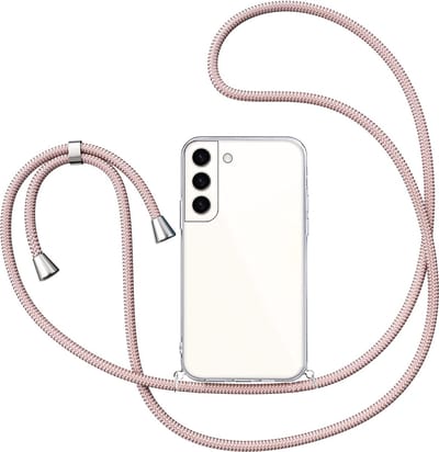 Hoesje met Koord geschikt voor Samsung Galaxy S22 - Back Cover Siliconen Case Transparant Hoes Roségoud