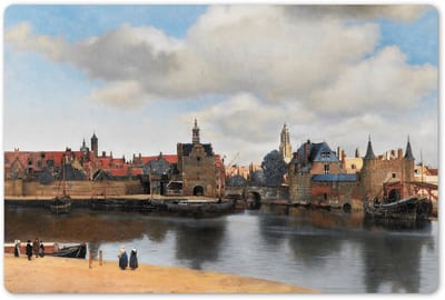 Placemats 45x30 cm - Placemat kunststof - 1 stuk - Vermeer - Stad - Oude meesters - Kunst - Borden onderleggers - Decoratie voor op tafel - Keuken tafeldecoratie accessoires - Vinyl onderlegger - Tafelversiering