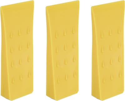 QUARKZMAN Kunststof valwiggen, 4 stuks, ABS-kunststof, bosbouwwiggen, 152 mm, splijtwig voor hout, kunststof wiggen, valwig met handschoenen met tas, voor slagschroevendraaier, valwiggen, geel