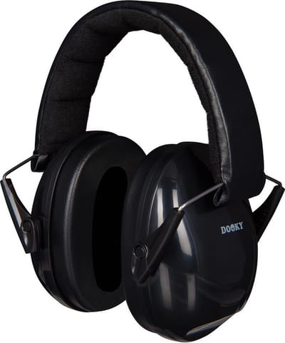 Dooky Gehoorbescherming Kinderen - Verstelbare Koptelefoon 5-16 jaar - 28dB Isolatie - Ideaal voor School, Evenementen & Drukke omgevingen - Oorkappen met Opbergzakje - Noise Cancelling Headphones - Zwart
