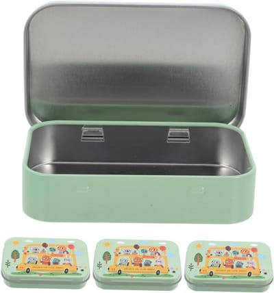 Set van 4 kleine metalen opbergdozen met deksel, kleurrijke cartoonmotieven, stevige blikken dozen voor sieraden, kantoorbenodigdheden en kleine onderdelen, veelzijdige opbergoplossingen voor de kinderkamer en meer