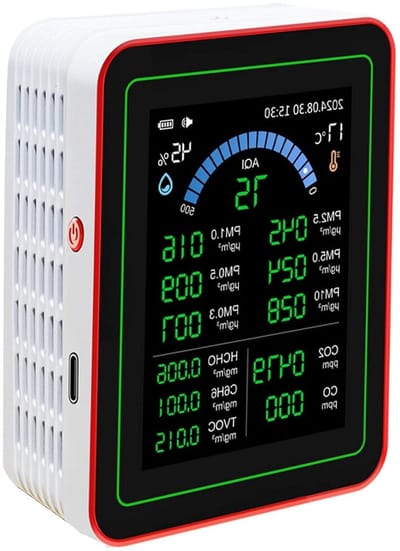 Luchtkwaliteitsmeter - Binnentester Vochtigheid - Gezond Wonen - 18 Luchtparameters - 2.8 Inch Display - Wit