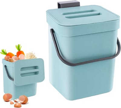 Compostemmer voor de keuken met deksel en 3 liter capaciteit