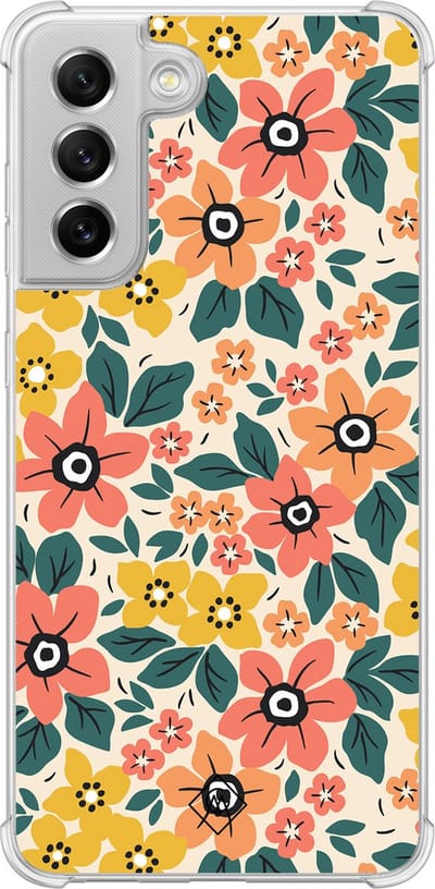 Casimoda® hoesje - Geschikt voor Samsung Galaxy S21 FE - Blossom - Shockproof case - Extra sterk - Siliconen/TPU - Multi, Transparant