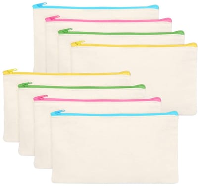 Dailygoods- Pennenetui 8 Stuks - Ritssluiting - Canvas - Duurzaam - Knutselen - 21 x 12 cm - Etui