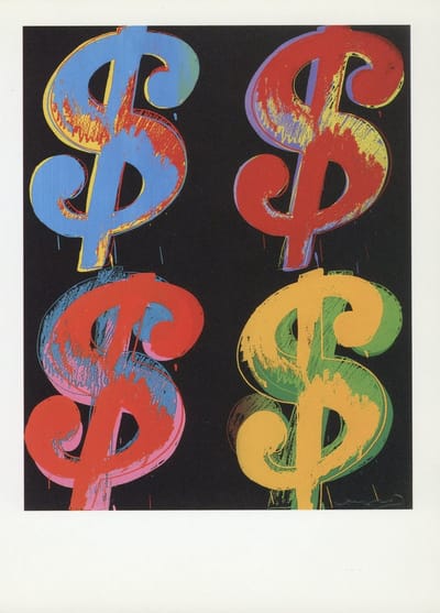 Andy Warhol - $4 - Vintage dubbele kaarten - Set van 10 kaarten met eco-katoen enveloppen