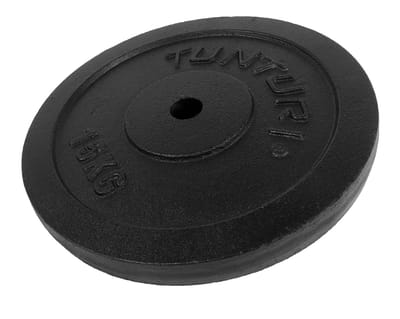 Tunturi Halterschijf - Halter gewichten - 1 x 15 kg - Ø 30 mm - Gietijzer - Incl. gratis fitness app