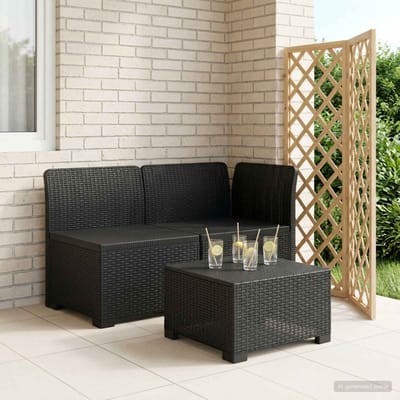 vidaXL - Twee-zits - Tuin - Sofa - Rieten - Look - 2-zits - PP - Antraciet