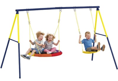 Dubbele schommel met frame - tot 150 kg - Kinderen 3-8 - 265x160x78 cm