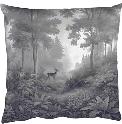 Sierkussens - Kussentjes Woonkamer - 50x50 cm - Bos - Hert - Zwart - Wit