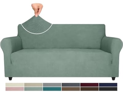 Stretch Bankhoes 3 Zits - Elastische Rekbare Sofahoes met Antislip Schuim - Krasbestendig Meubelhoes voor Bank - Lichtgroen