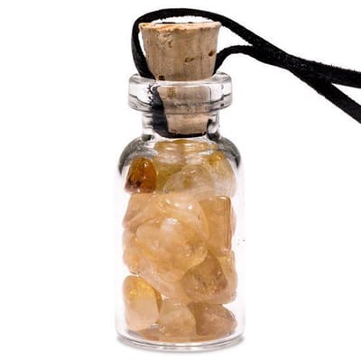 Yogi & Yogini naturals Geschenkflesje aan waxkoord met citrien (3.6 cm)