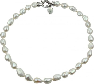 Zoetwater parel ketting Wola - echte parels - handgeknoopt - zilver - wit - sieraden zakje - parelketting dames