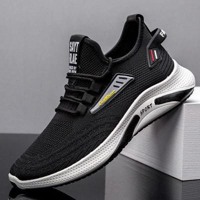 Chaussure de Randonnée Légère pour Homme Chaussure de Fitness pour Homme Basket Décontractée Respirante pour Homme Chaussures à Lacets en Mesh Aéré Botte Antidérapante 44 noir