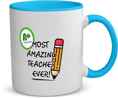 Akyol - docent cadeau - koffiemok - theemok - blauw - Docent - meester en juffen cadeau - collega - onderwijs - verjaardagscadeau - verjaardag - cadeau - afscheidscadeau - geschenk - leuke cadeau - kado - gift - juffendag - meesterdag - 350 ML inhoud