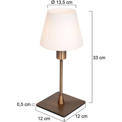 Tafellamp Ancilla 3100BR Brons E14 fitting Touch on/off - Klassiek Design - Gemaakt van Glas en Metaal - Ideaal voor Binnengebruik - Steinhauer