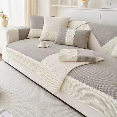 Winter Pluche Bankkussen Effen Kleur Splicing Bankhoes Woonkamer Bankkussens Eenvoudige Antislip Bankleuning Armleuninghoes 70x70cm 1pcs