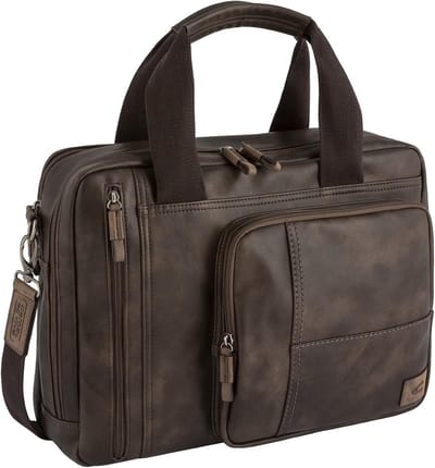 Unisex Schoudertas Bruin met Laptopvak en Trolleyband - Ideaal voor Werk en Reizen