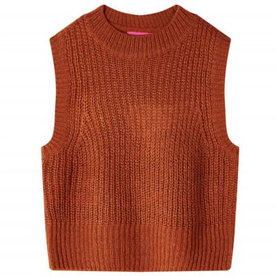 vidaXL - Kinderspencer - gebreid - 140 - cognackleurig