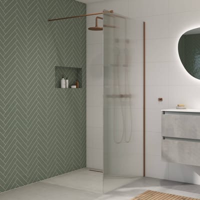 Saqu Modulo inloopdouche incl. antikalk 100x210cm geribbeld glas geborsteld koper