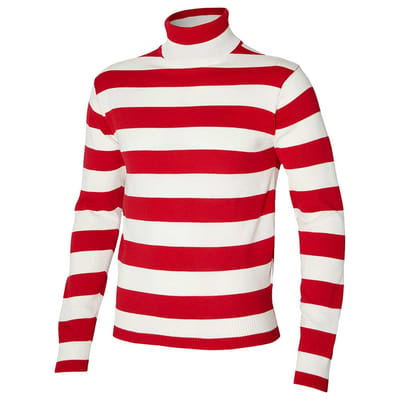 Apollo - Carnavalstrui gebreid - Turtle nek - Rood-Wit - Maat S t/m XXL- Carnaval - Carnavalskleding dames - Carnavalskleding heren