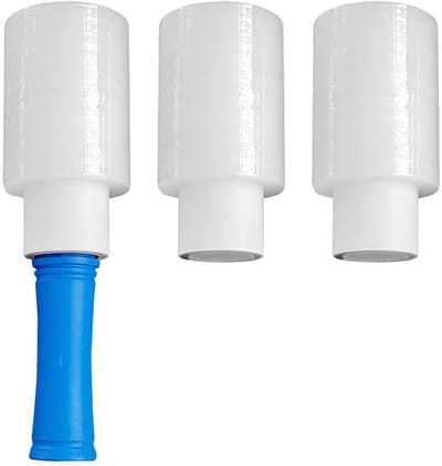 Dailygoods- Krimpfolie 3 Mini Rollen - Hand Pallet Folie - Doorzichtige Verpakking - Handgreep - Effectieve Stabilisatie - Voorkomt Schade - Verpakkingsfolie