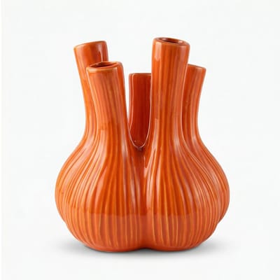 HomeBound by KY | Aardewerk tulpenvaas Garlic oranje | tulpenvaas | 22,5x22,5x23,5cm