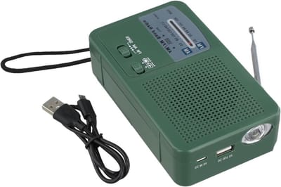 Noodradio Zaklamp - Hand Crank Radio - Outdoor Activiteiten - Zonne-energie Opladen - 14 x 8 x 4 cm - Groen