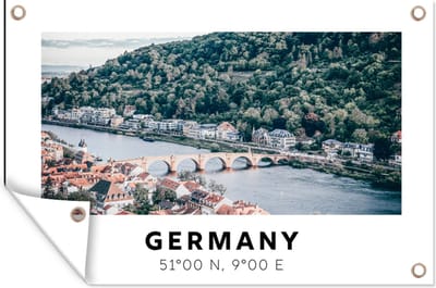 Muurdecoratie Duitsland - Heidelberg - Water - 180x120 cm - Tuinposter - Tuindoek