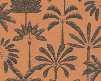 PALMBOMEN BEHANG | Grafisch - Oranje Zwart - A.S. Création Cuba II