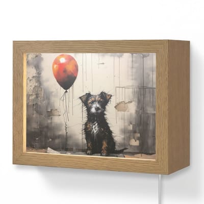 Wandlamp 20x15 cm - Oplaadbaar - Graffiti - Hond - Ballon - Dieren - Wandlampen binnen woonkamer - Slaapkamer lamp met kabel - Decoratieve nachtlamp - Vloerlamp snoer