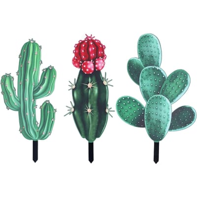Cactusbloem Decoratie Inzet Acryl Simulatie Cactus Decoratief Ornament Paal Buiten Kunst Plant blue