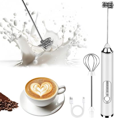 Melkopschuimer - melkopschuimer electrisch - USB Oplaadbare Melkopschuimer – Elektrische Melkopschuimer met 2 Kloppers en 3 Snelheden - Latte, Koffie, Matcha en Slagroom
